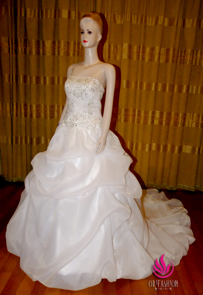 Handmade Real Custom Made Silk Organza Wedding Dress RC017